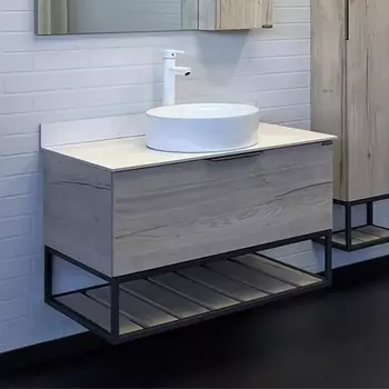 Тумба с раковиной Comforty Порто 90 подвесная, дуб дымчатый