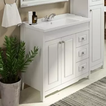 Тумба с раковиной Comforty Тбилиси 90 напольная, белый глянец