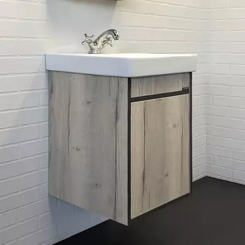 Тумба с раковиной Comforty Вена 45 подвесная, дуб дымчатый