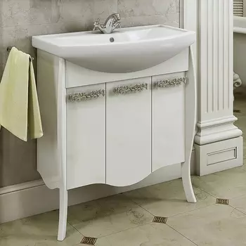 Тумба с раковиной Comforty Венеция 80 белый глянец 00003130163
