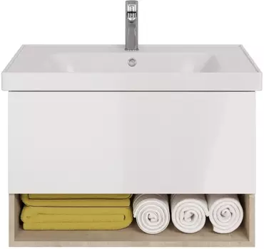 Тумба с раковиной Dreja Perfecto 90 дуб эврика/белый глянец