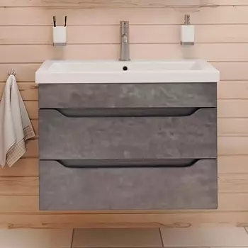 Тумба с раковиной Emmy Стоун 60 подвесная, серый бетон