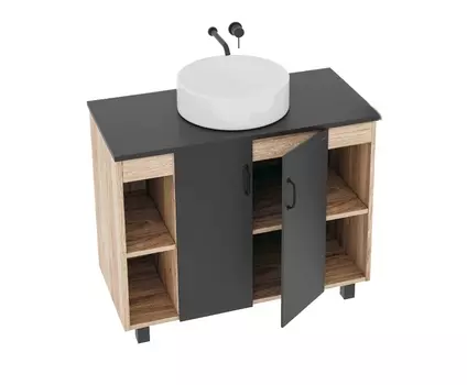Тумба с раковиной Grossman Флай 100 дуб сонома, серая