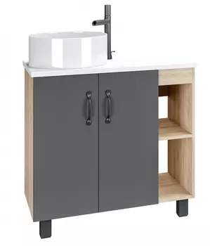 Тумба с раковиной Grossman Флай 80 дуб сонома, серая