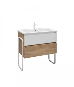 Тумба с раковиной Grossman Солис 85 дуб сонома, белая