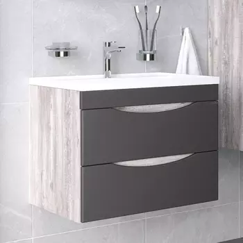 Тумба с раковиной Grossman Талис 70 бетон пайн, графит