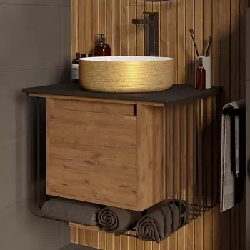 Тумба с раковиной Grossman Винтаж 70 веллингтон, металл черный, раковина GR-5010GW