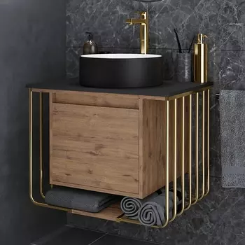 Тумба с раковиной Grossman Винтаж 70 веллингтон, металл золото, раковина GR-4040BW