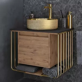 Тумба с раковиной Grossman Винтаж 70 веллингтон, металл золото, раковина GR-5010GG