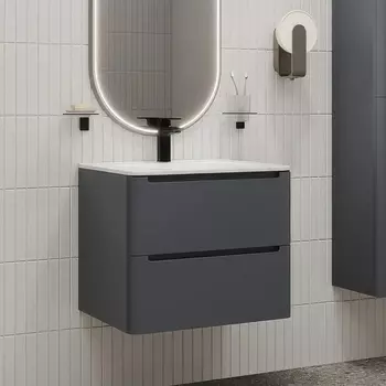 Тумба с раковиной Iddis Edifice 60 подвесная, темно-серая