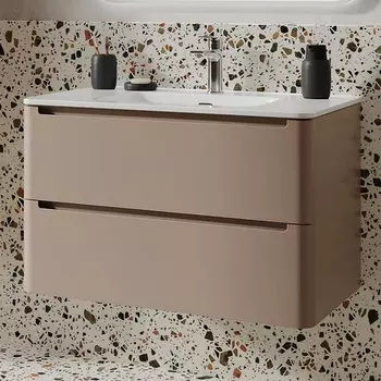 Тумба с раковиной Iddis Edifice 80 подвесная, капучино, раковина 0108000i28
