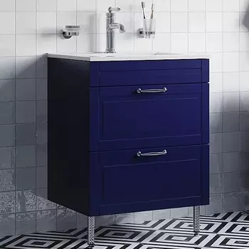 Тумба с раковиной Iddis Oxford 60 напольная, синяя, раковина 0136000i28