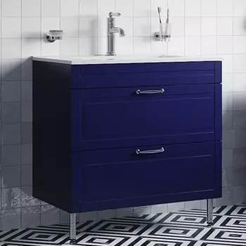 Тумба с раковиной Iddis Oxford 80 напольная, синяя, раковина 0138000i28
