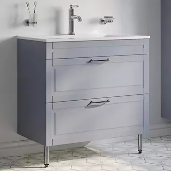 Тумба с раковиной Iddis Oxford 80 напольная, светло-серая, раковина 0138000i28