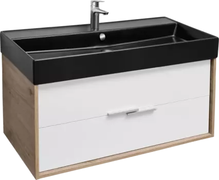 Тумба с раковиной Jacob Delafon Vivienne 100 дуб давос, белая блестящая, раковина черная