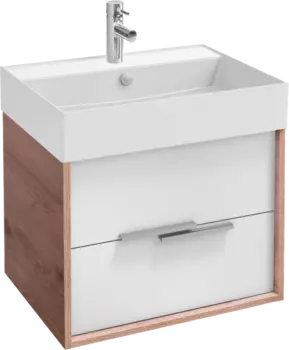 Тумба с раковиной Jacob Delafon Vivienne 60 дуб давос, белая блестящая, раковина белая матовая