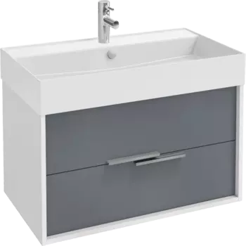 Тумба с раковиной Jacob Delafon Vivienne 80 белая блестящая, серый матовый, раковина белая матовая