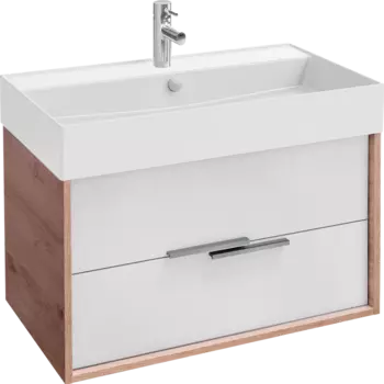 Тумба с раковиной Jacob Delafon Vivienne 80 дуб давос, белая блестящая, раковина белая матовая