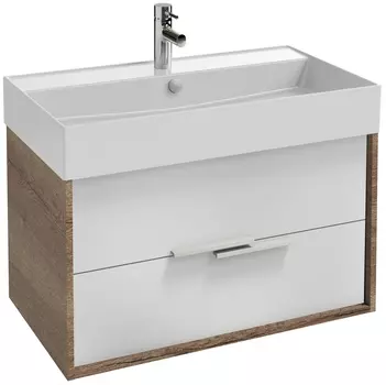 Тумба с раковиной Jacob Delafon Vivienne 80 дуб табак/белый сатин, ручки белые