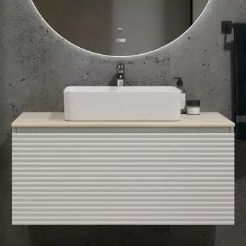 Тумба с раковиной Jorno Cossety 100 белый, дуб мавелла голд, раковина Melana MLN-7050Н