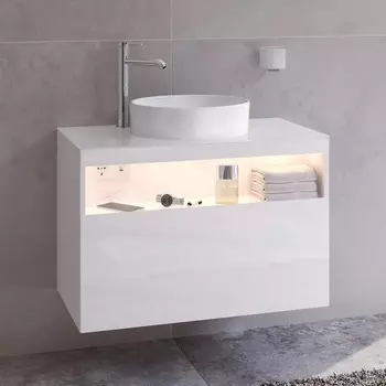 Тумба с раковиной Keuco Stageline 32864 80 см, с подсветкой, розеткой и точкой зарядки USB и USB-C, белая