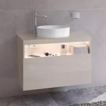 Тумба с раковиной Keuco Stageline 32864 80 см, с подсветкой, розеткой и точкой зарядки USB и USB-C, кашемир