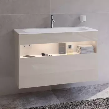 Тумба с раковиной Keuco Stageline 32872 100 см, с подсветкой, розеткой и точкой зарядки USB и USB-C, кашемир