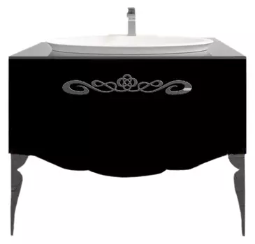 Тумба с раковиной La Beaute Charante 100 черная со стеклянной столешницей, фурнитура хром