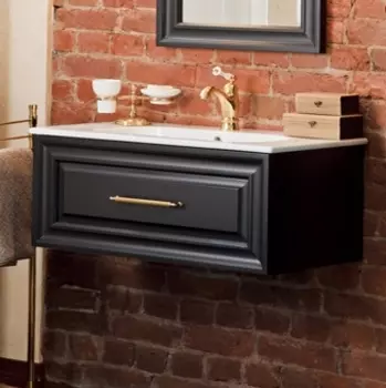 Тумба с раковиной La Beaute Classic Cornelia 100 черный матовый, фурнитура золото