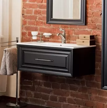 Тумба с раковиной La Beaute Classic Cornelia 100 черный матовый, фурнитура серебро