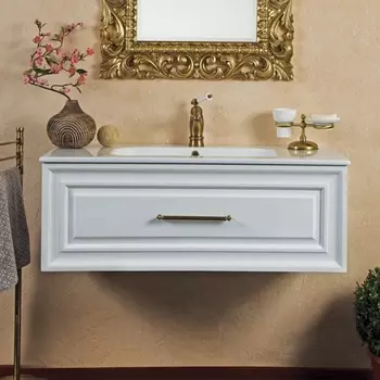 Тумба с раковиной La Beaute Classic Cornelia 85 белый матовый, фурнитура бронза