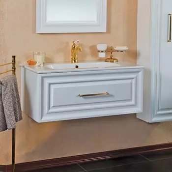 Тумба с раковиной La Beaute Classic Cornelia 85 белый матовый, фурнитура золото