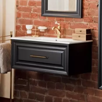 Тумба с раковиной La Beaute Classic Cornelia 85 черный матовый, фурнитура бронза