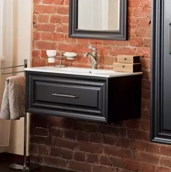 Тумба с раковиной La Beaute Classic Cornelia 85 черный матовый, фурнитура серебро