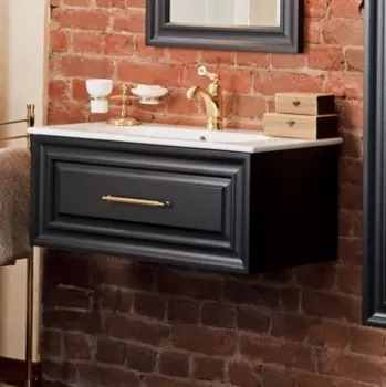 Тумба с раковиной La Beaute Classic Cornelia 85 черный матовый, фурнитура золото