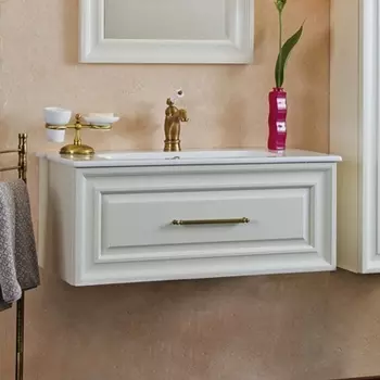 Тумба с раковиной La Beaute Classic Cornelia 85 слоновая кость матовый, фурнитура бронза