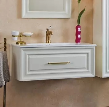 Тумба с раковиной La Beaute Classic Cornelia 85 слоновая кость матовый, фурнитура золото