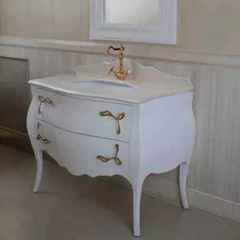 Тумба с раковиной La Beaute Classic Holly белый глянец, фурнитура золото