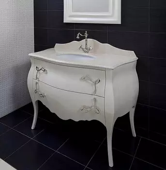 Тумба с раковиной La Beaute Classic Holly перламутр бежевый глянец, фурнитура хром