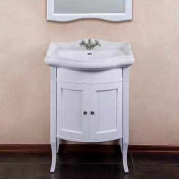 Тумба с раковиной La Beaute Classic Lorette 65 белый матовый, фурнитура серебро