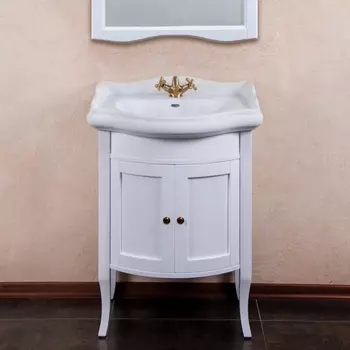 Тумба с раковиной La Beaute Classic Lorette 65 белый матовый, фурнитура бронза