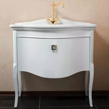 Тумба с раковиной La Beaute Classic Nicole белый глянец, фурнитура золото