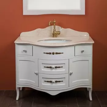 Тумба с раковиной La Beaute Classic Sabrina M белый матовый, фурнитура бронза