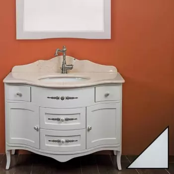 Тумба с раковиной La Beaute Classic Sabrina M белый глянец, фурнитура серебро