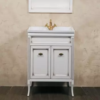Тумба с раковиной La Beaute Classic Vivien Porta 60 белый с патиной, фурнитура бронза