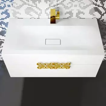 Тумба с раковиной La Beaute Moselle 90 белая, фурнитура золото
