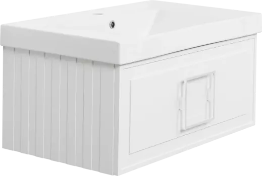 Тумба с раковиной La Fenice Cubo 80 белая, ручка белая