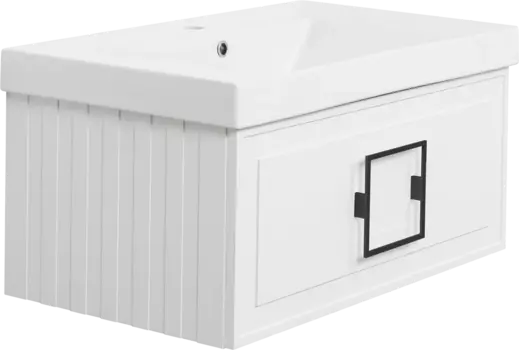 Тумба с раковиной La Fenice Cubo 80 белая, ручка черная