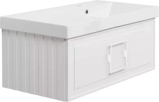 Тумба с раковиной La Fenice Cubo 90 R, белая, ручка белая