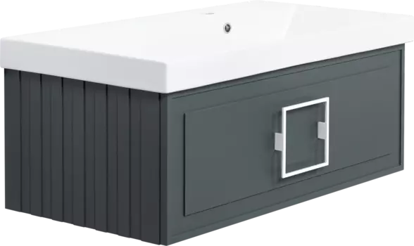 Тумба с раковиной La Fenice Cubo 90 R серая, ручка белая
